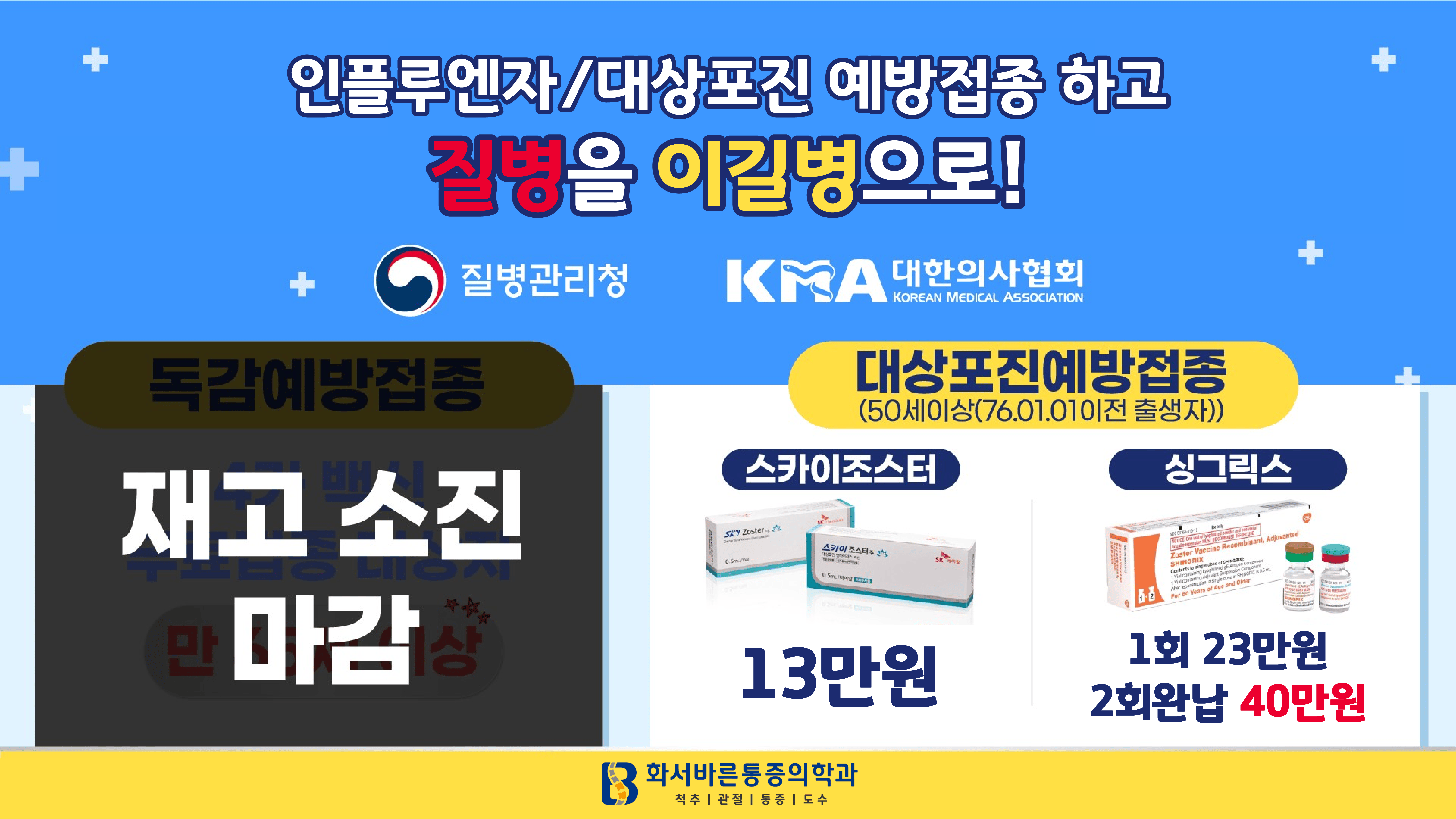 성인 예방접종 항목 안내 이미지